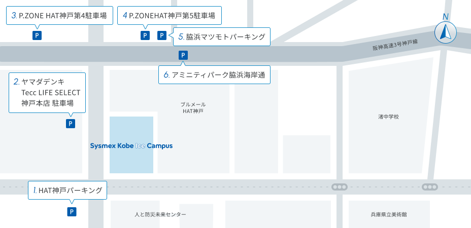 周辺駐車場のご案内の地図
