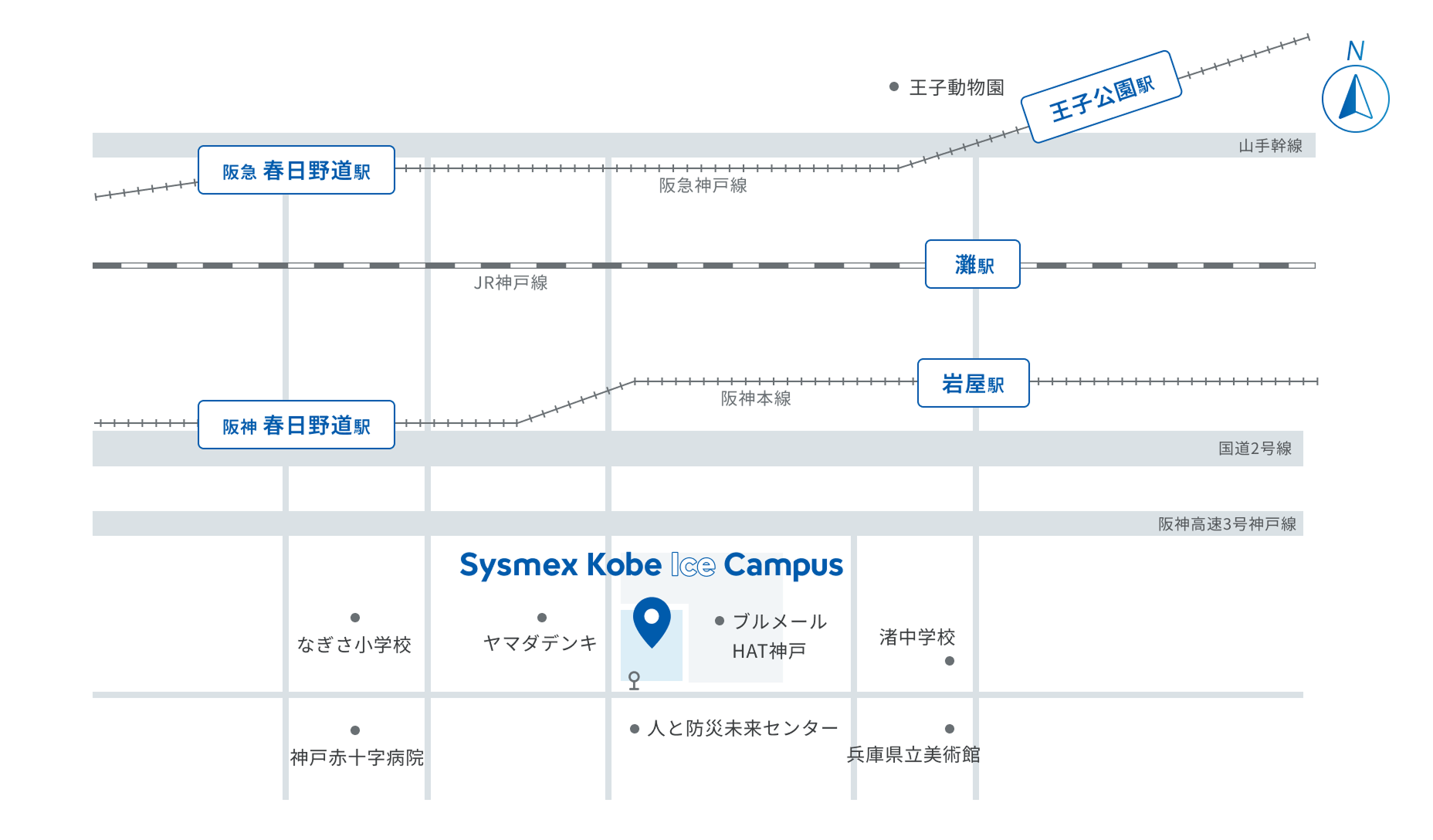電車をご利用の場合の地図